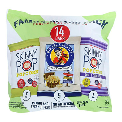 SkinnyPop & Pirate's Booty Family Snack Pack 14 Count - 8.2 oz (Pack of 3) - Image 1
