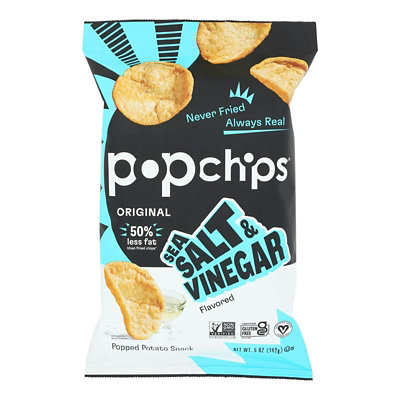 popchips Popped Chip Snack Sea Salt & Vinegar Potato - 5 oz (Pack of 12) - Image 1