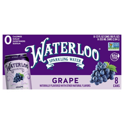 Waterloo - Sparkling Water Grape - 12 fl oz, 8 Per Pack (3 Packs Total) - Image 2