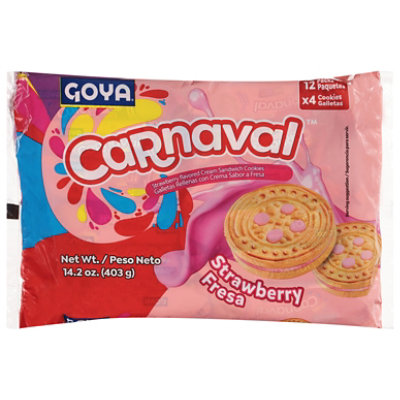 Goya Carnaval Strawberry Flavored Cream Sandwich Cookies - 14.2 Oz. - Image 3