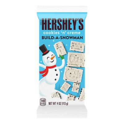 HERSHEY'S Build-A-Snowman Cookies 'n' Creme Christmas Candy Bar - 4 Oz