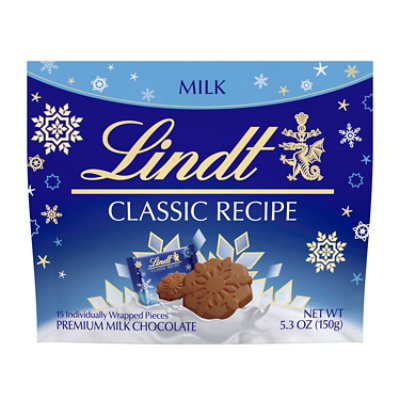 Lindt CLASSIC RECIPE Holiday Milk Chocolate Candy Snowflake Pouch - 5.3 Oz