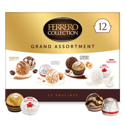 Ferrero Collection Grand Assortment Hazelnut Chocolate & More Holiday Gift Box 12 Count - 4.1 Oz