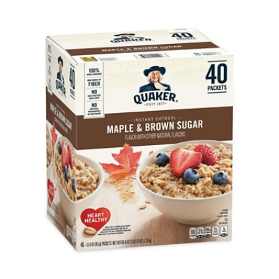 Quaker Instant Oatmeal, Maple and Brown Sugar, 1.51 oz Packet - 40 Count - Image 2