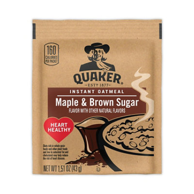 Quaker Instant Oatmeal, Maple and Brown Sugar, 1.51 oz Packet - 40 Count - Image 1