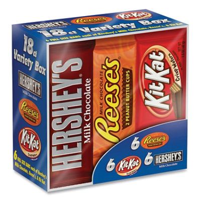 Hershey's Full Size Chocolate Candy Bar Variety Pack, Assorted 1.5 oz Bar - 18 Count - Image 1