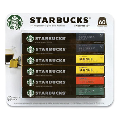 Starbucks By NESPRESSO Pods Variety Pack, Blonde Espresso/colombia/espresso/pikes Place - 60 Count - Image 1