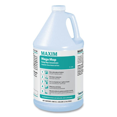 Maxim Mega Mop Damp Mop Concentrate, Lemon Scent, 1 Gal Bottle - 4 Count - Image 1