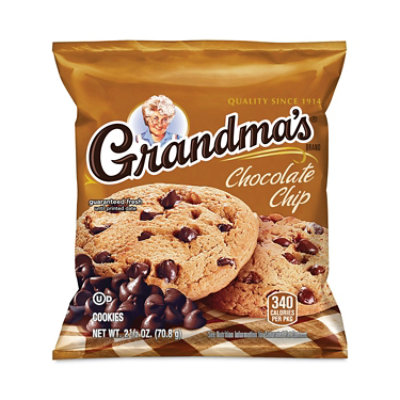 Grandma's Homestyle Chocolate Chip Cookies, 2.5 oz Pack, 2 Cookies/Pack, 60 Packs/Carton - Image 1