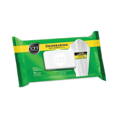 Sani Professional Degreasing Multi-Surface Wipes, 1-Ply, 11.5 x 10, 75, Floral Scent, White, Wipes/Pack - 9 Count - Image 1