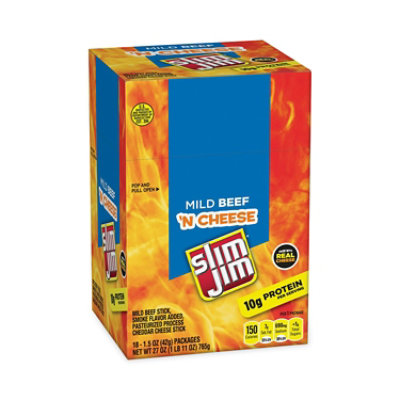 Slim Jim Beef and Cheese Meat Sticks, 1.5 oz - 18 Count - Image 2