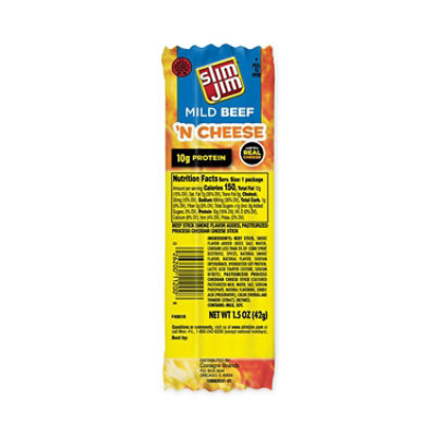 Slim Jim Beef and Cheese Meat Sticks, 1.5 oz - 18 Count - Image 1
