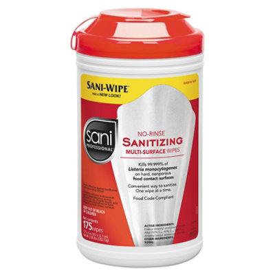 Sani Professional No-Rinse Sanitizing Multi-Surface Wipes, Unscented, White - 1,050 Count - Image 1