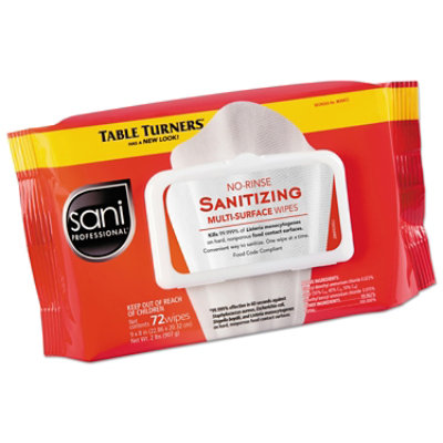 Sani Professional No-Rinse Sanitizing  Multi-Surface Wipes, 1-Ply, 8 x 9, Unscented, White - 864 Count - Image 1