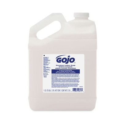 GOJO White Premium Lotion Soap, Waterfall Scent, 1 gal Refill - 4 Count - Image 1