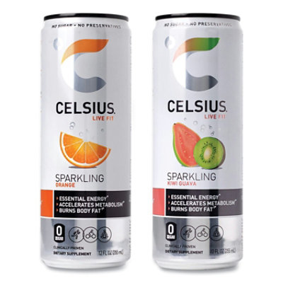 Celsius Live Fit Variety Pack, Kiwi Guava and Orange, 12 oz Can - 24 Count - Image 2