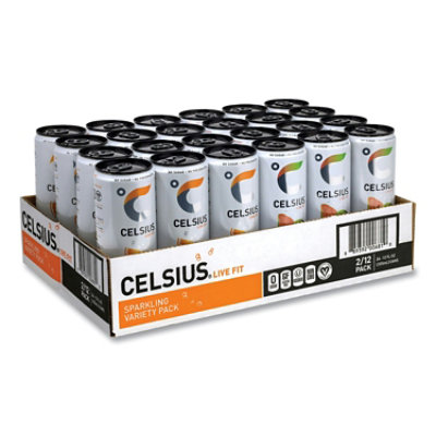 Celsius Live Fit Variety Pack, Kiwi Guava and Orange, 12 oz Can - 24 Count - Image 1