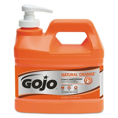 GOJO Natural Orange Pumice Hand Cleaner, Citrus, 0.5 Gal Pump Bottle - 4 Count - Image 1