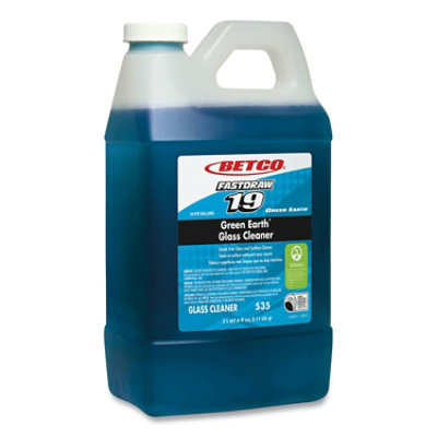 Betco Fastdraw 19 Green Earth Glass Cleaner, Pleasant Scent, 2 L Bottle - 4 Count - Image 1
