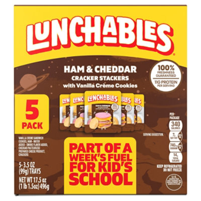 Oscar Mayer Lunchables Ham And Cheddar Cracker Stackers With Vanilla Creme Sandwich Cookies - 5-3.5 Oz - Image 3