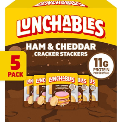 Oscar Mayer Lunchables Ham And Cheddar Cracker Stackers With Vanilla Creme Sandwich Cookies - 5-3.5 Oz - Image 2