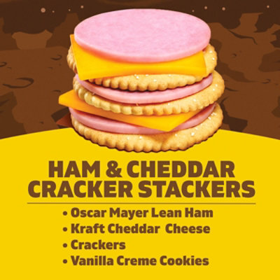 Oscar Mayer Lunchables Ham And Cheddar Cracker Stackers With Vanilla Creme Sandwich Cookies - 5-3.5 Oz - Image 3