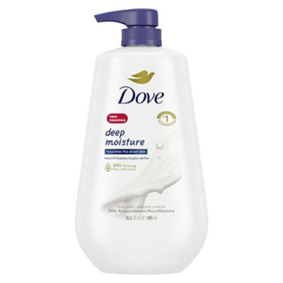 Dove Deep Moisture Liquid Body Wash with Pump Nourishing for Dry Skin, 30.6 oz - Image 1