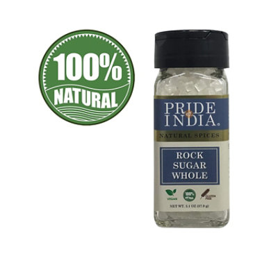 Pride Of India - Natural Crystal Rock Sugar Whole- 3.1 oz (88 gm) Dual Sifter Jar, Authentic Indian Sugar Crystals, Used to Sweeten Milk - Image 1