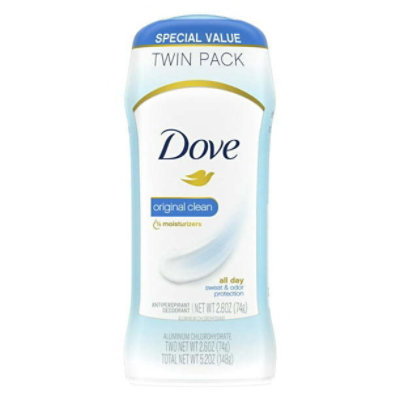 Dove Original Clean Antiperspirant Deodorant, 2.6 oz, Twin Pack - Image 1