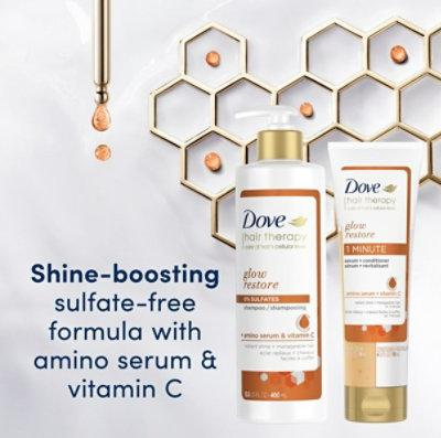 Dove Nourishing Shampoo; Glow Restore for Hair Shine Sulfate-Free for Damaged Hair; 13.5 oz - Image 3