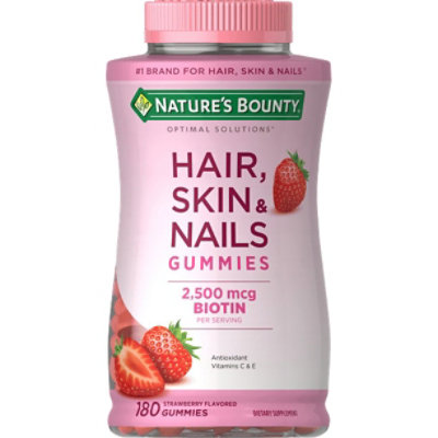 Nature's Bounty Hair; Skin and Nails Vitamins with Biotin Gummies; 180 Count - Image 1