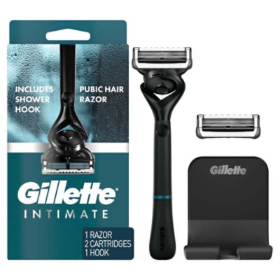Gillette Intimate Pubic Hair Razor for Men; 1 Handle; 2 Blade Refills - Image 1