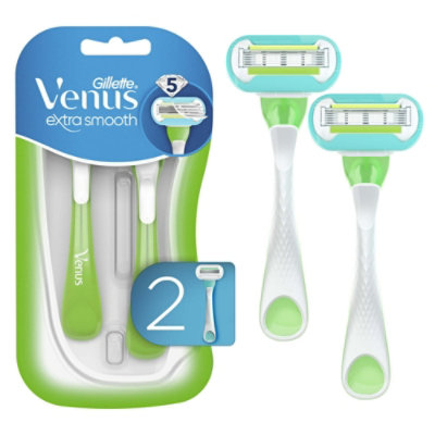 Gillette Venus Extra Smooth Green Disposable Women's Razors, 2 Count - Image 1