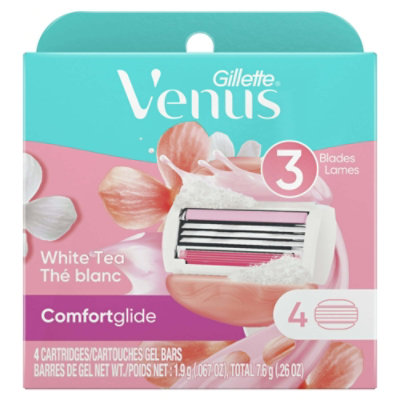 Gillette Venus Comfort Glide White Tea Women's Razor Blade Refills, 4 Count - Image 1