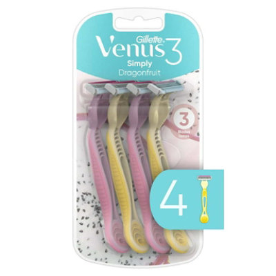 Gillette Venus Simply 3 Dragonfruit Women's Disposable Razor, 4 Count - Image 1
