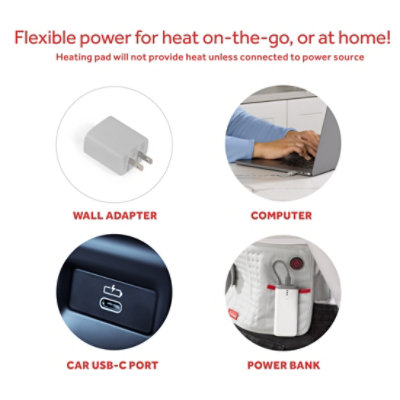 Sunbeam Heating Pad Usbc With Wall Adapter - Each - Image 3