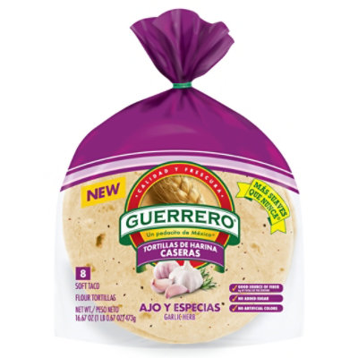 Guerrero Caseras Garlic Herb Soft Taco Flour Tortillas - 8 Count - Image 1