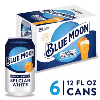 Blue Moon Non-Alcoholic Belgian White 0.45% ABV Cans - 6-12 Fl. Oz. - Image 1