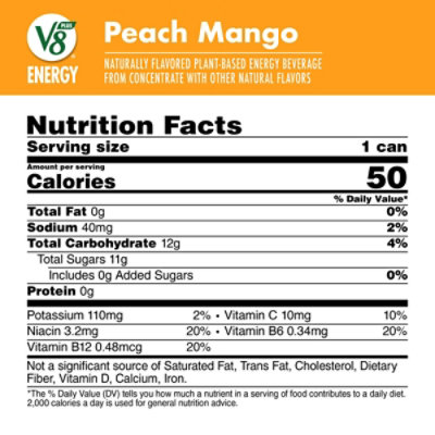 V8 V Fusion Energy Beverage - Peach Mango - 24 Bottles Total (8 Fl oz Per Bottle) - Image 4