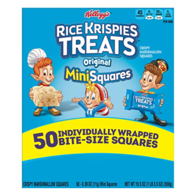 Kelloggs Mini Squares Rice Krispies Treats - 50 Packs Total (0.39 oz Per Pack) - Image 2