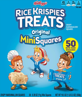 Kelloggs Mini Squares Rice Krispies Treats - 50 Packs Total (0.39 oz Per Pack) - Image 3