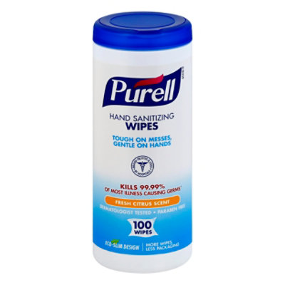 PURELL Premoistened Hand Sanitizing Wipes, 5.78 inch x 7 inch, 100/Canister, 12 Canisters/CT (Pack of 12) - Image 1