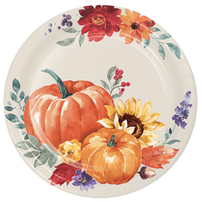 Signature Select Painted Pumpkin Dinner Plates - 8 Count - Image 1