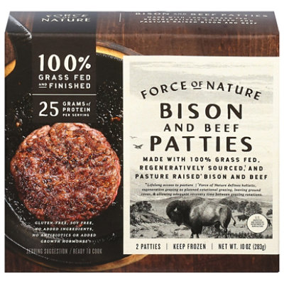 Force Of Nature Bison And Beef Burger Patties Grass Fed - 10 Oz - Image 2