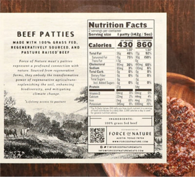 Force Of Nature Beef Burger Patties Grass Fed - 10 Oz - Image 6