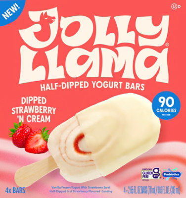 Jolly Llama Dipped Strawberries And Cream Yogurt Bar - 4-10.6 Fl. Oz. - Image 2