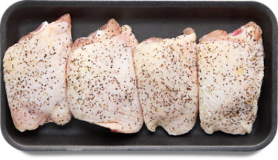 Chicken Thighs Bone In Black Pepper Seasoned Kosher - 0.5 Lb - Image 1