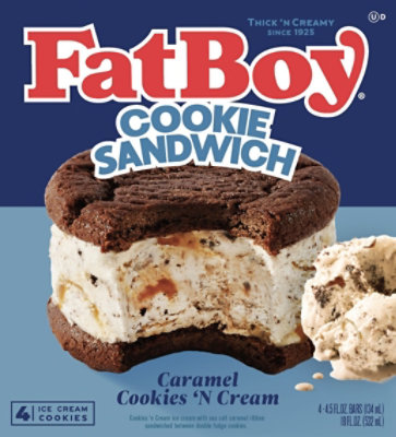 FatBoy Cookies N Cream Sea Salt Ice Cream Sandwich Package - 4-16 Fl. Oz.
