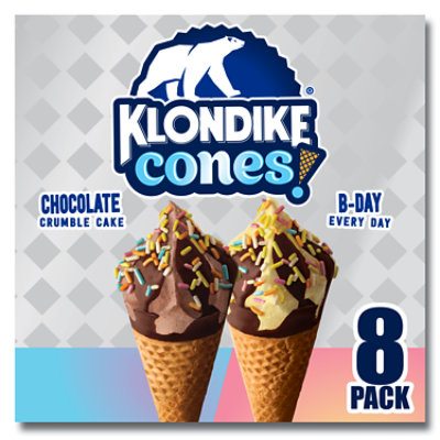 Klondike Birthday Cake Ice Cream Cone - 8 Count - Image 1