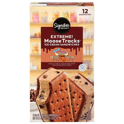 Signature Select Ice Cream Sandwiches Extreme Moose Tracks - 12-3.5 Fl. Oz.